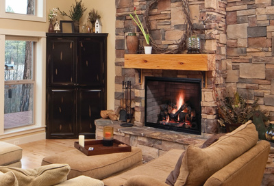 Majestic Biltmore 36" Radiant Wood Burning Fireplace, Herringbone Brick Pattern (SB60HB)